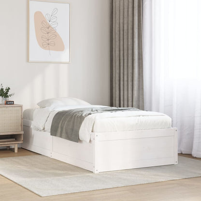 Cadre de lit sans matelas blanc 75x190 cm bois de pin massif