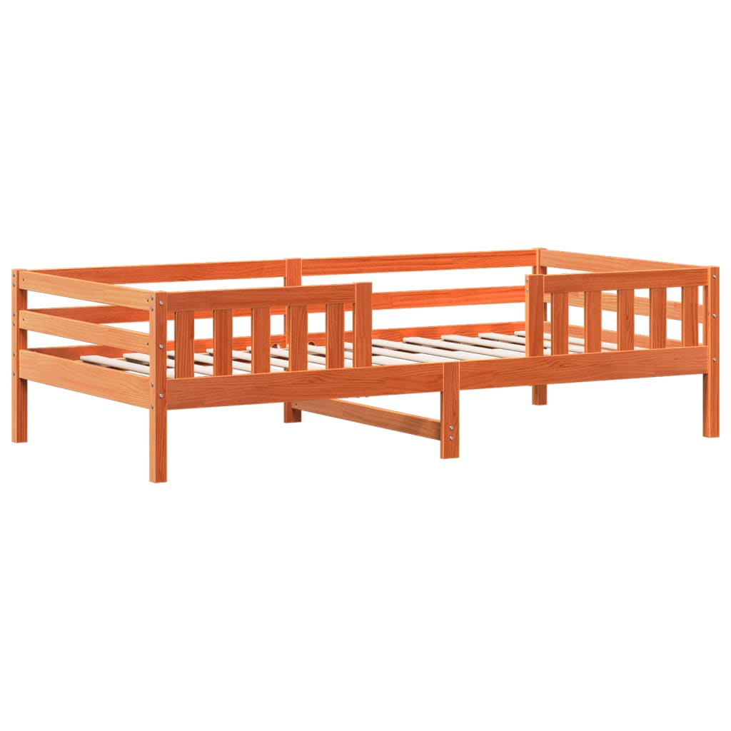 Cadre de lit sans matelas cire marron 100x200cm bois pin massif