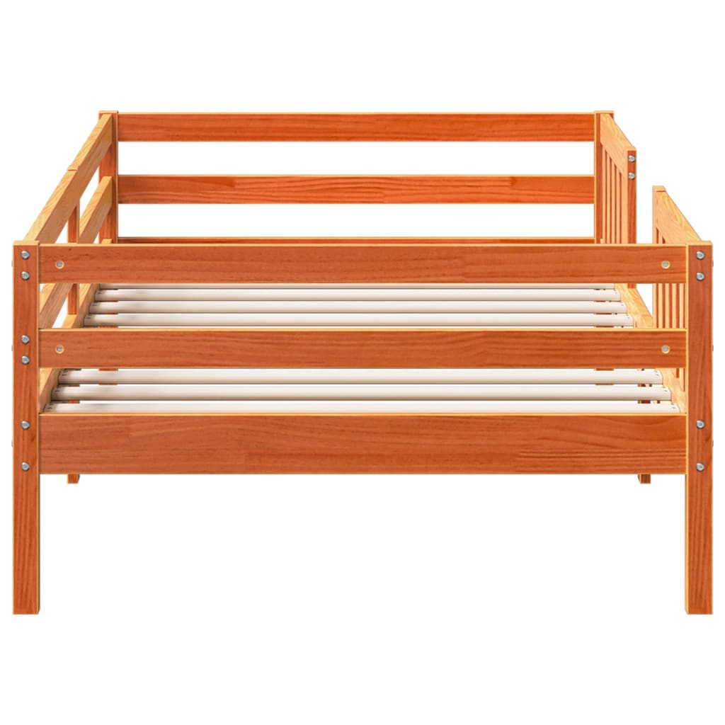 Cadre de lit sans matelas cire marron 100x200cm bois pin massif