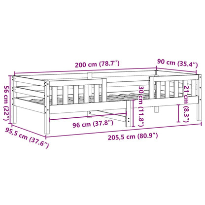 Cadre de lit sans matelas 90x200 cm bois de pin massif