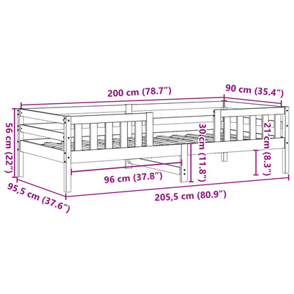 Cadre de lit sans matelas blanc 90x200 cm bois de pin massif