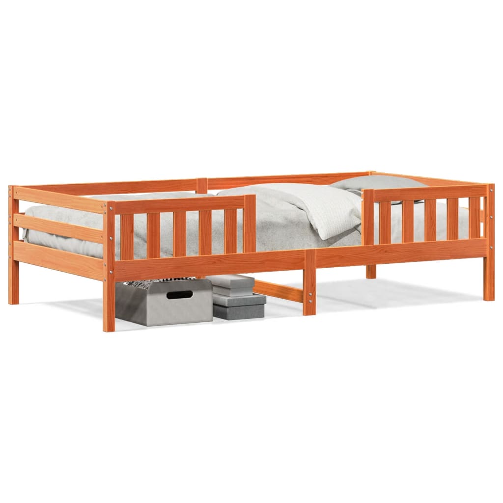 Cadre de lit sans matelas cire marron 90x200 cm bois pin massif