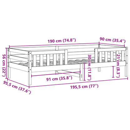 Cadre de lit sans matelas cire marron 90x190 cm bois pin massif