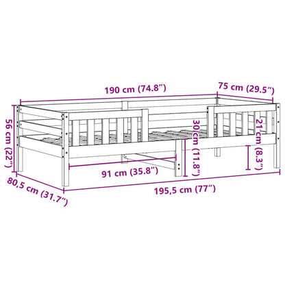 Cadre de lit sans matelas 75x190 cm bois de pin massif