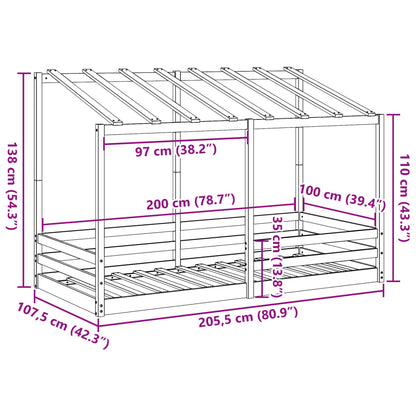 Lit pour enfants sans matelas blanc 100x200 cm bois pin massif