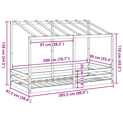 Lit pour enfants sans matelas 90x200 cm bois pin massif