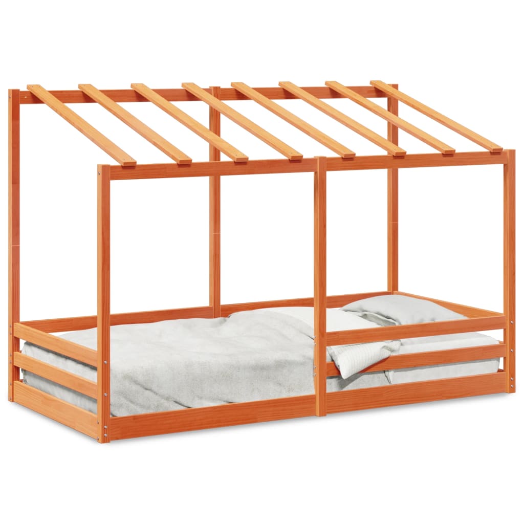 Lit pour enfants sans matelas cire marron 90x200 cm pin massif