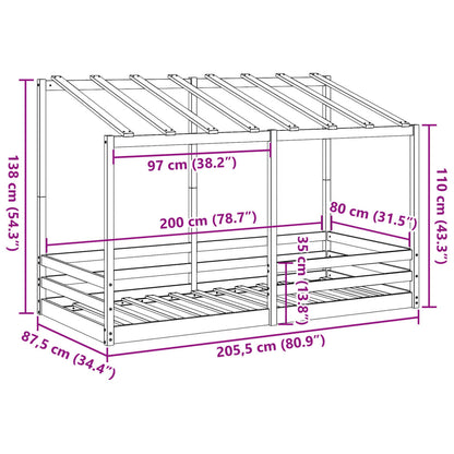 Lit pour enfants sans matelas blanc 80x200 cm bois pin massif