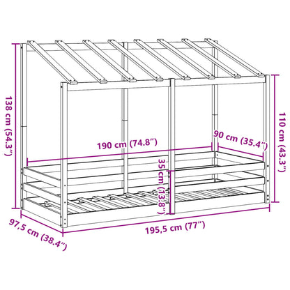 Lit pour enfants sans matelas blanc 90x190 cm bois pin massif