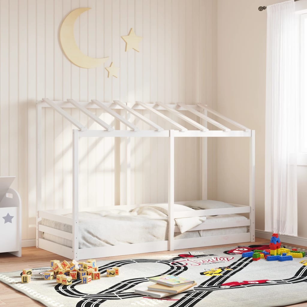 Lit pour enfants sans matelas blanc 90x190 cm bois pin massif