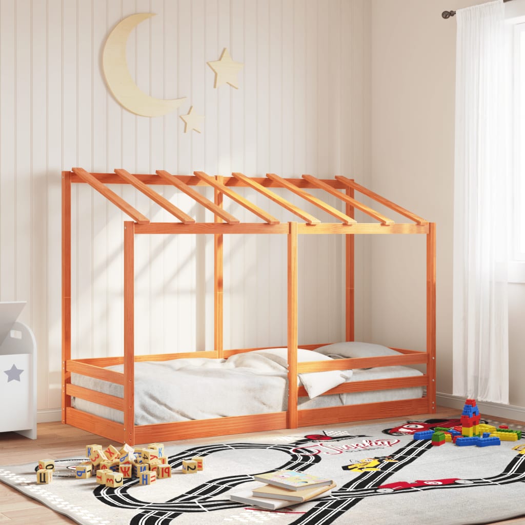 Lit pour enfants sans matelas cire marron 90x190 cm pin massif