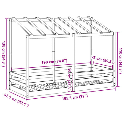 Lit pour enfants sans matelas 75x190 cm bois pin massif