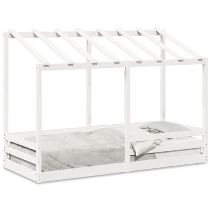 Lit pour enfants sans matelas blanc 75x190 cm bois pin massif