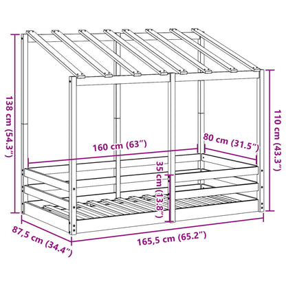 Lit pour enfants sans matelas 80x160 cm bois massif de pin