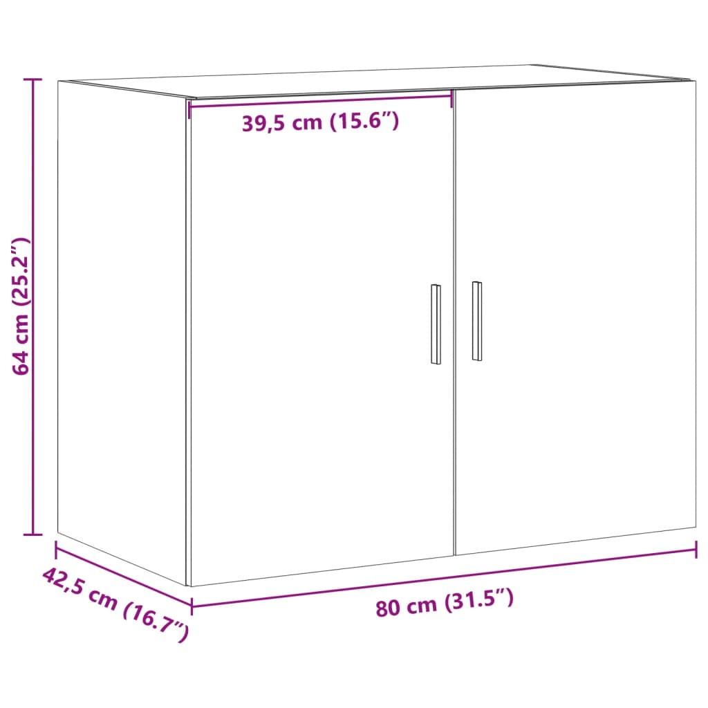 Armoire murale chêne sonoma 80x42,5x64 cm bois d'ingénierie