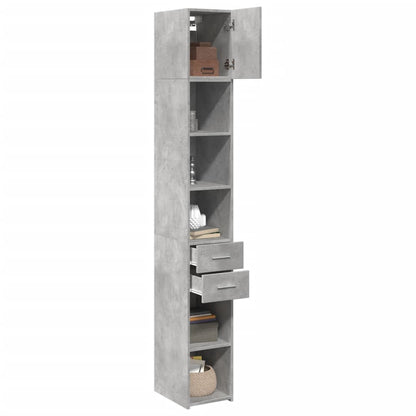 Armoire de rangement mince gris béton 30x42,5x225 cm