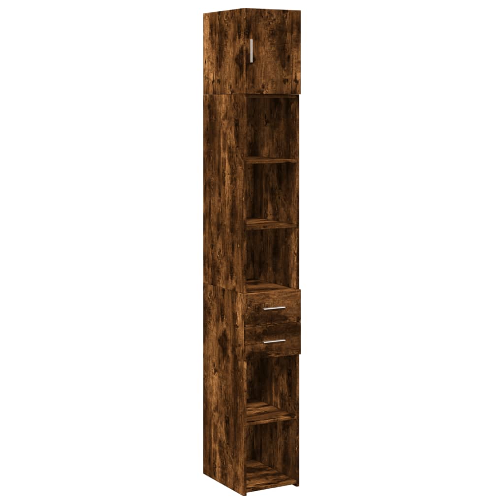 Armoire de rangement mince chêne fumé 30x42,5x225 cm