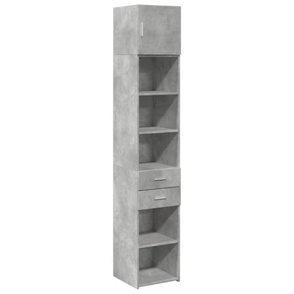 Armoire de rangement mince gris béton 40x42,5x225 cm