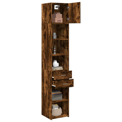 Armoire de rangement mince chêne fumé 40x42,5x225 cm