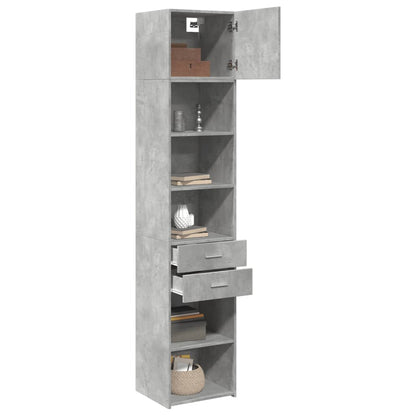 Armoire de rangement mince gris béton 45x42,5x225 cm