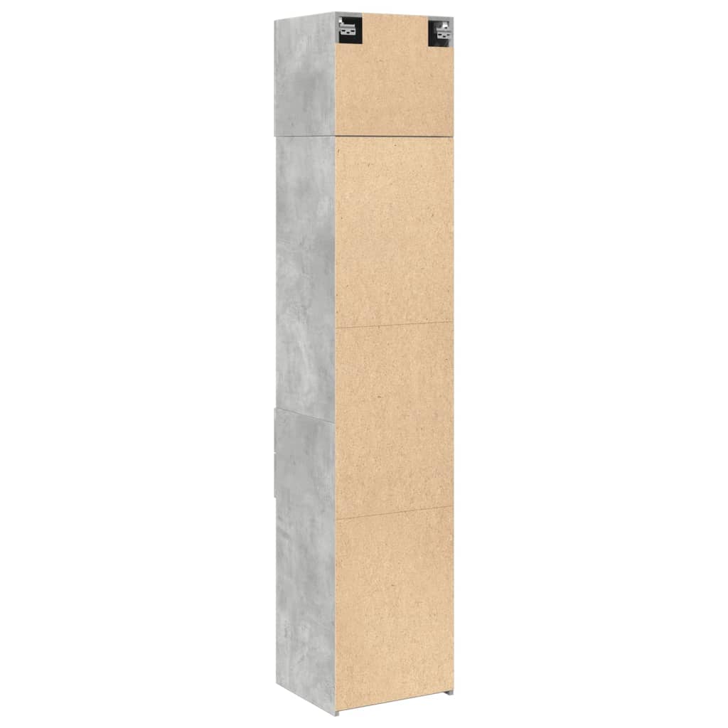 Armoire de rangement mince gris béton 45x42,5x225 cm