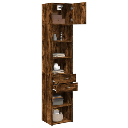 Armoire de rangement mince chêne fumé 45x42,5x225 cm