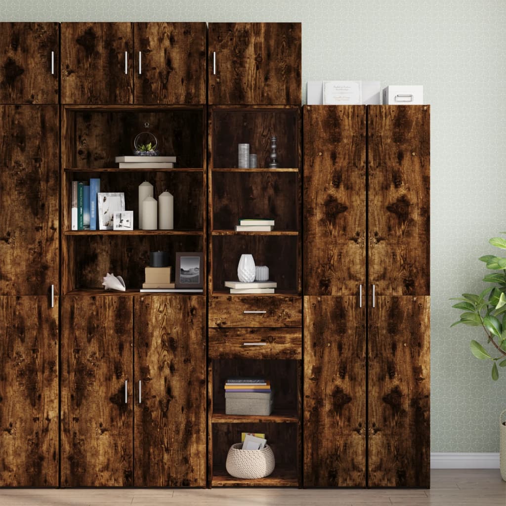 Armoire de rangement mince chêne fumé 45x42,5x225 cm