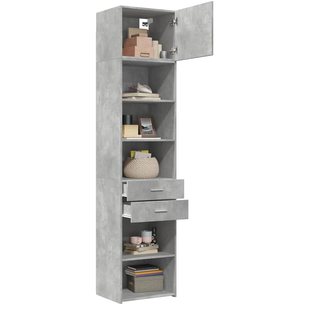 Armoire de rangement mince gris béton 50x42,5x225 cm