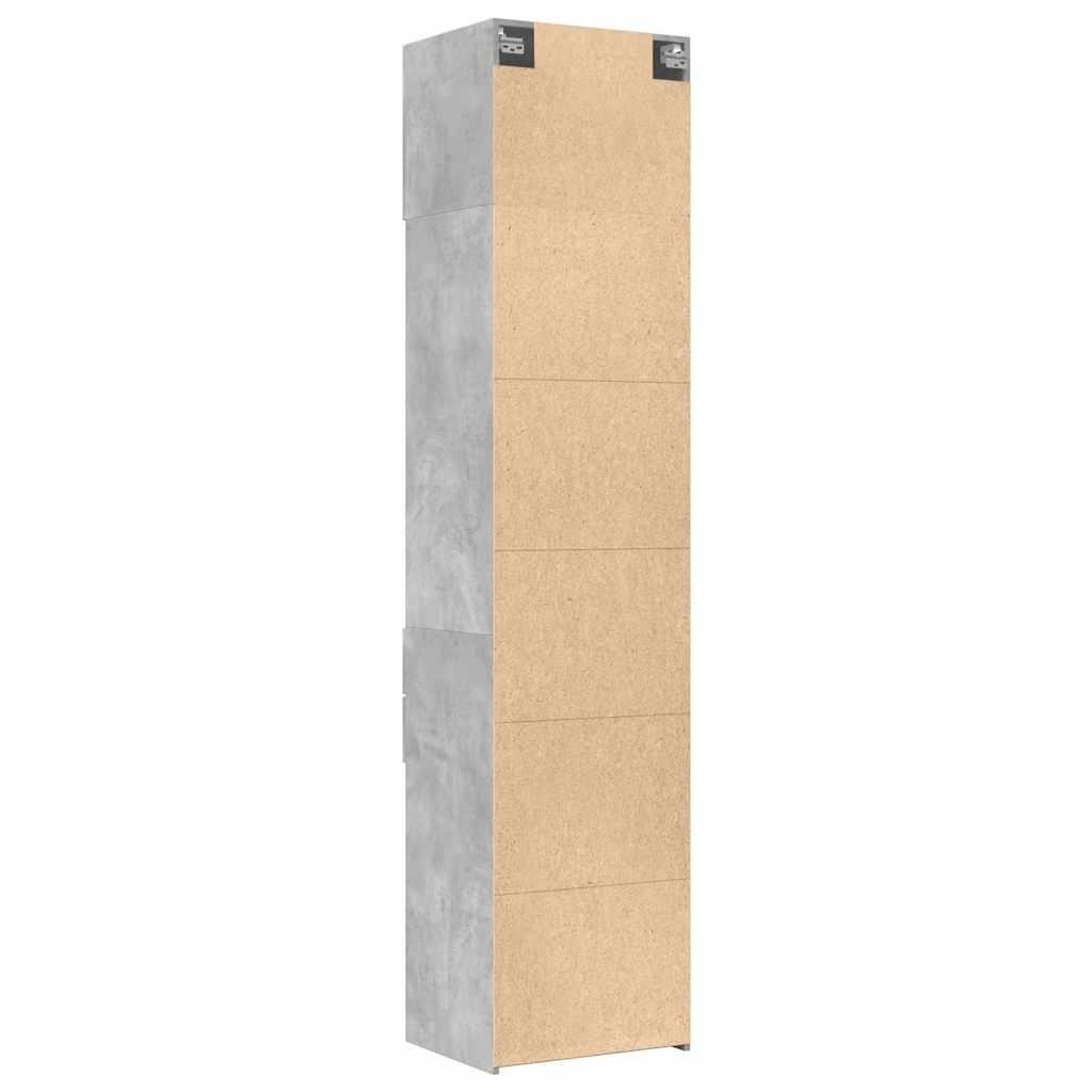 Armoire de rangement mince gris béton 50x42,5x225 cm