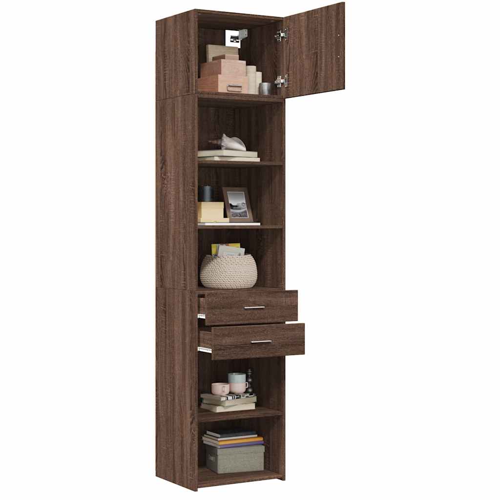 Armoire de rangement mince chêne marron 50x42,5x225 cm