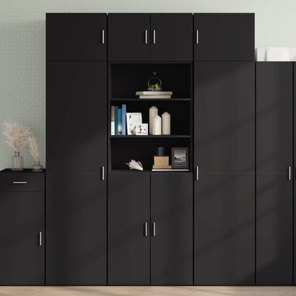 Armoire de rangement noir 70x42,5x225 cm bois d'ingénierie