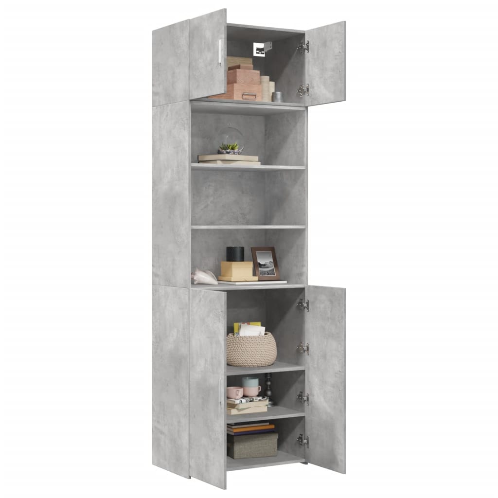 Armoire de rangement gris béton 70x42,5x225cm bois d'ingénierie