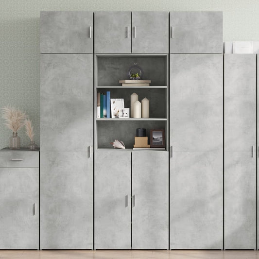 Armoire de rangement gris béton 70x42,5x225cm bois d'ingénierie