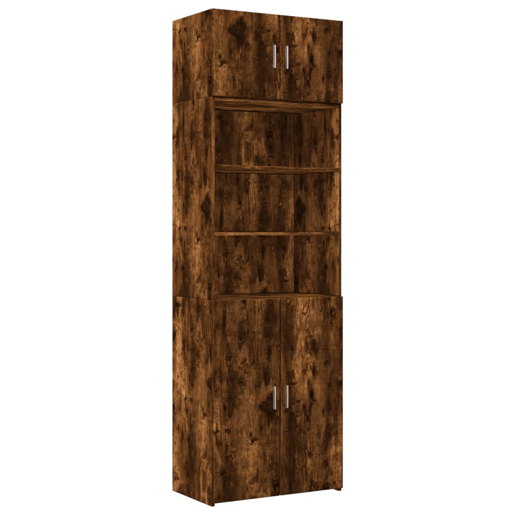 Armoire de rangement chêne fumé 70x42,5x225cm bois d'ingénierie