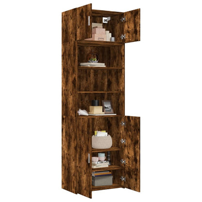 Armoire de rangement chêne fumé 70x42,5x225cm bois d'ingénierie