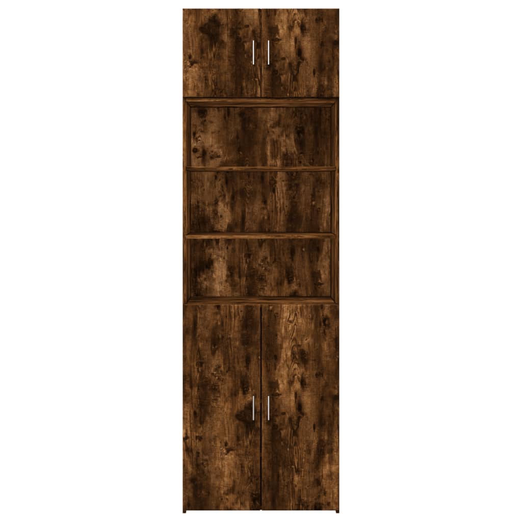 Armoire de rangement chêne fumé 70x42,5x225cm bois d'ingénierie