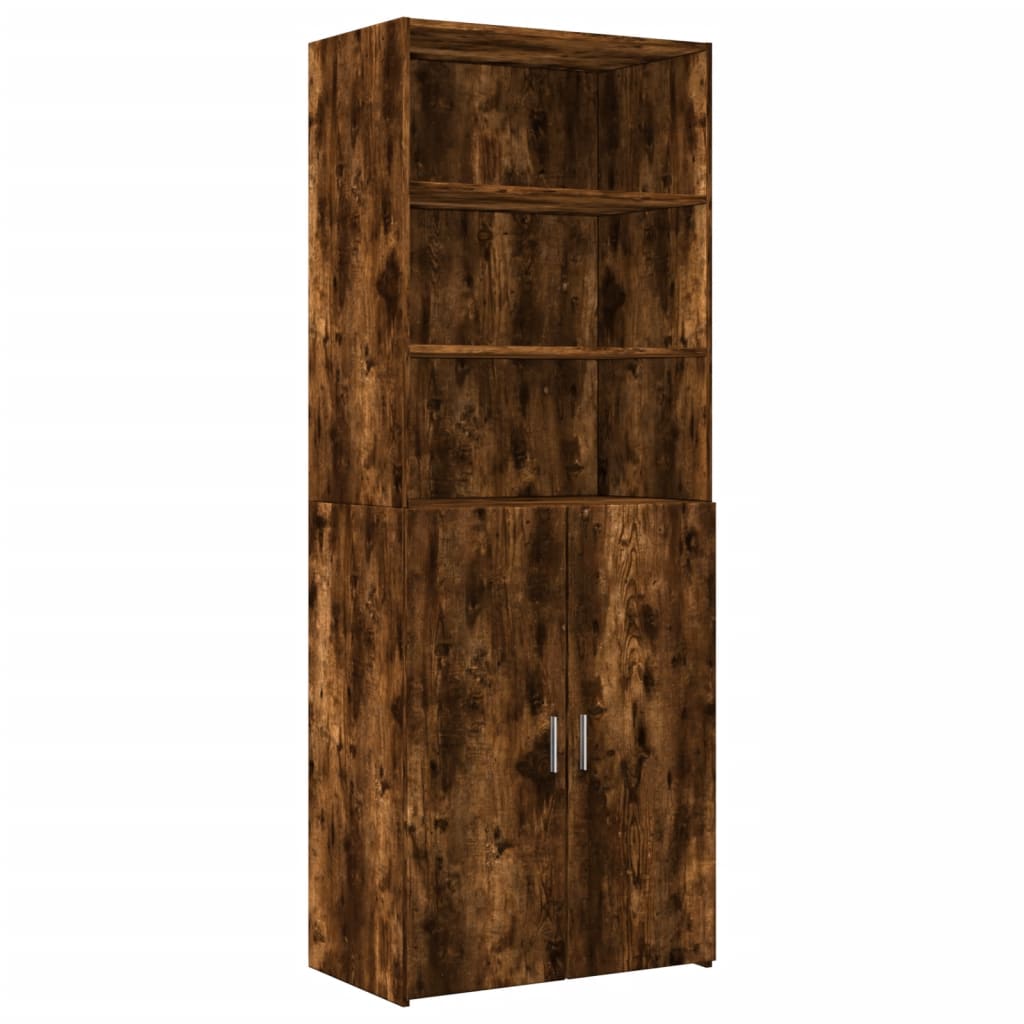 Armoire de rangement chêne fumé 70x42,5x225cm bois d'ingénierie