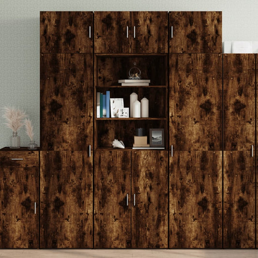 Armoire de rangement chêne fumé 70x42,5x225cm bois d'ingénierie