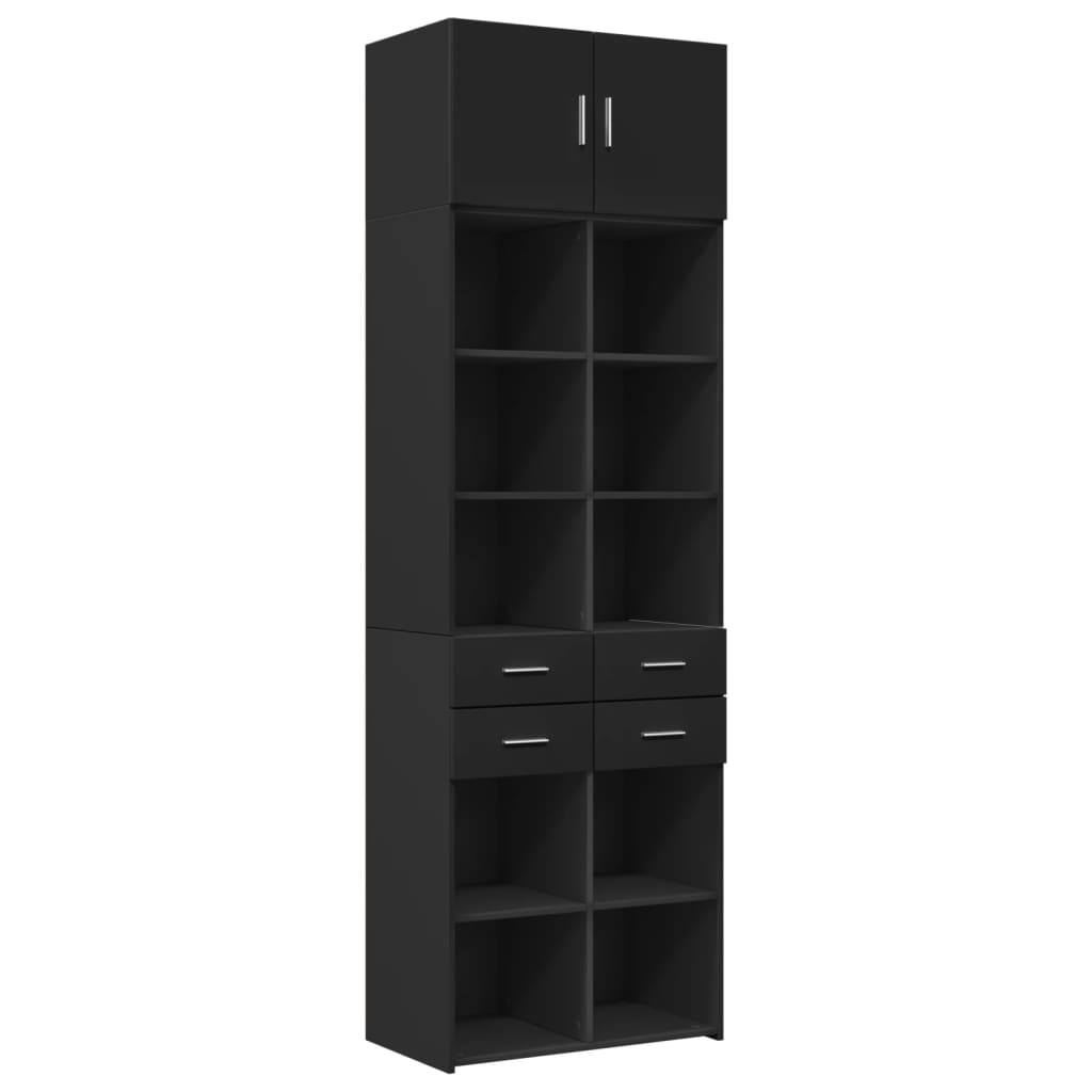 Armoire de rangement noir 70x42,5x225 cm bois d'ingénierie