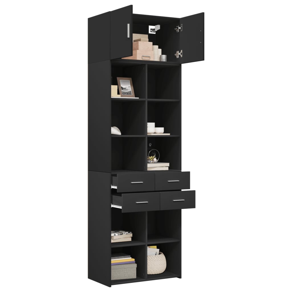 Armoire de rangement noir 70x42,5x225 cm bois d'ingénierie