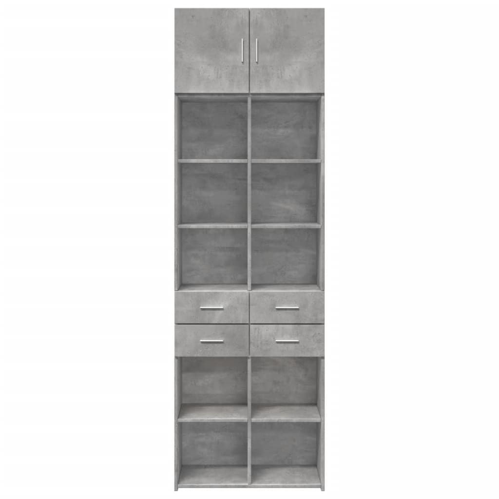 Armoire de rangement gris béton 70x42,5x225cm bois d'ingénierie