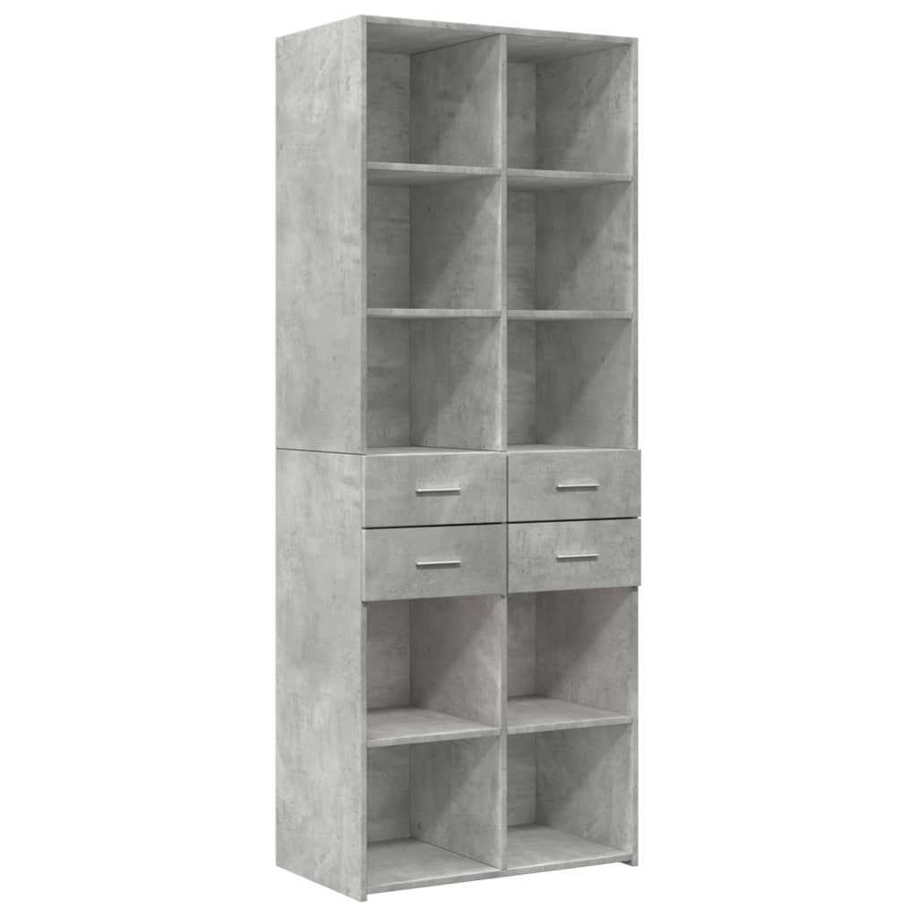 Armoire de rangement gris béton 70x42,5x225cm bois d'ingénierie