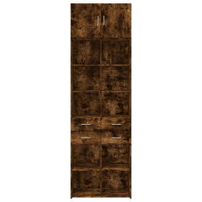 Armoire de rangement chêne fumé 70x42,5x225cm bois d'ingénierie