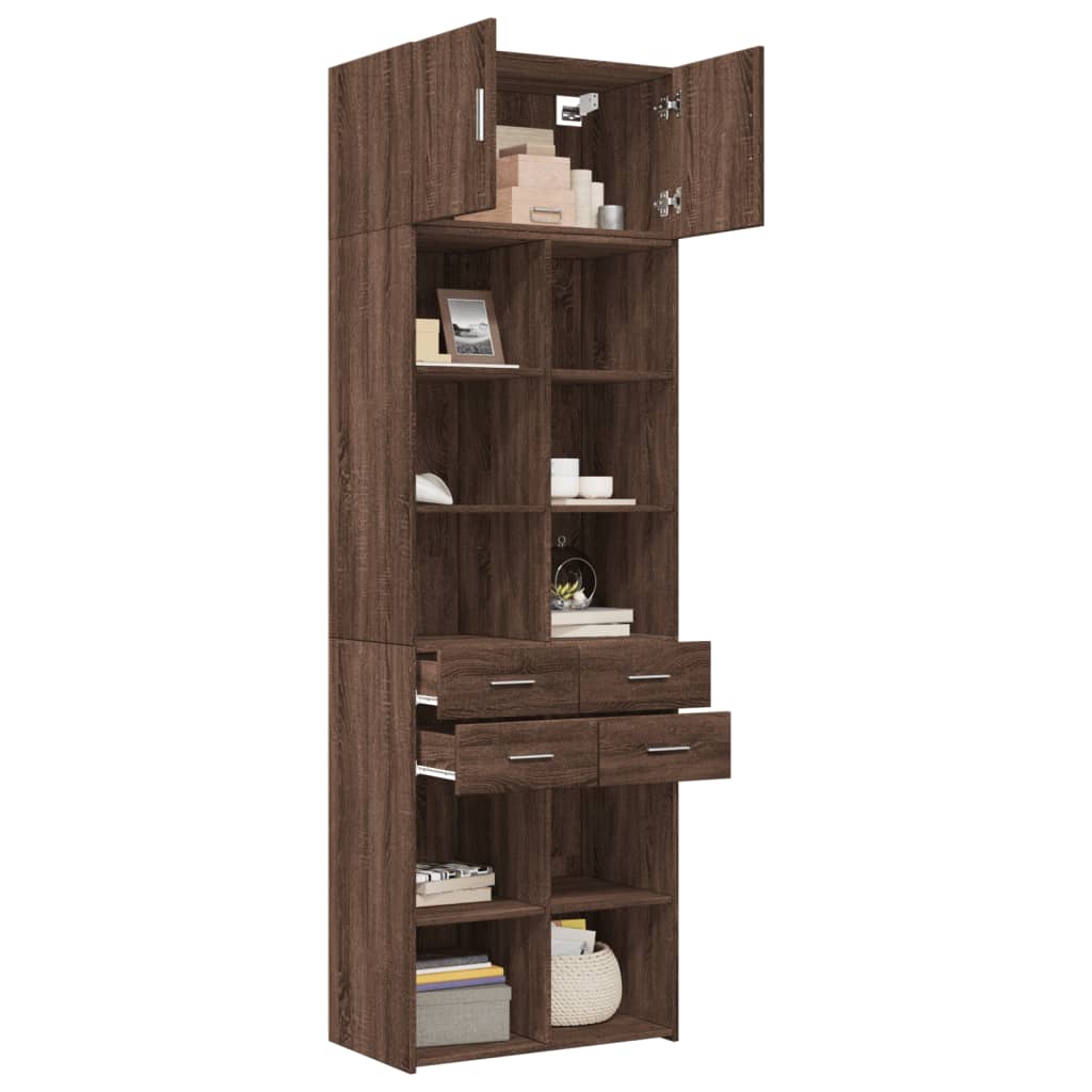 Armoire de rangement chêne brun 70x42,5x225cm bois d'ingénierie