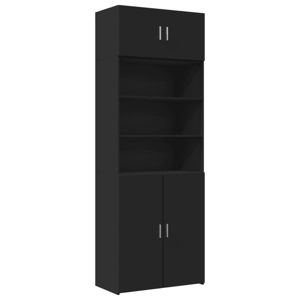 Armoire de rangement noir 80x42,5x225 cm bois d'ingénierie