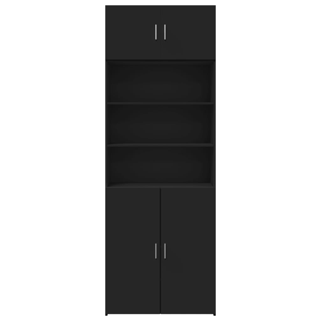 Armoire de rangement noir 80x42,5x225 cm bois d'ingénierie