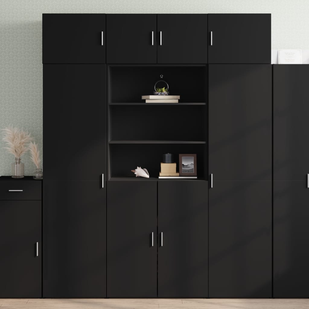 Armoire de rangement noir 80x42,5x225 cm bois d'ingénierie