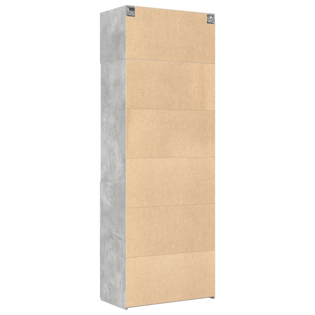 Armoire de rangement gris béton 80x42,5x225cm bois d'ingénierie