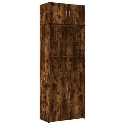 Armoire de rangement chêne fumé 80x42,5x225cm bois d'ingénierie