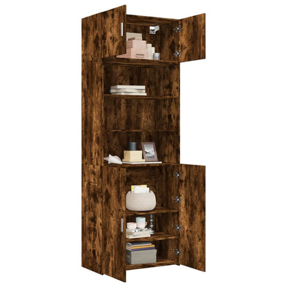 Armoire de rangement chêne fumé 80x42,5x225cm bois d'ingénierie